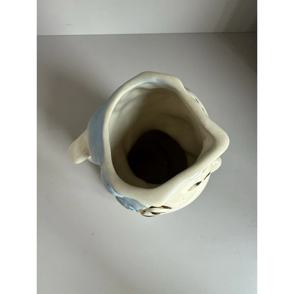 Vintage Shawnee Pottery Blue Bird Owl Water Pitcher Creamer Chickadee Planter